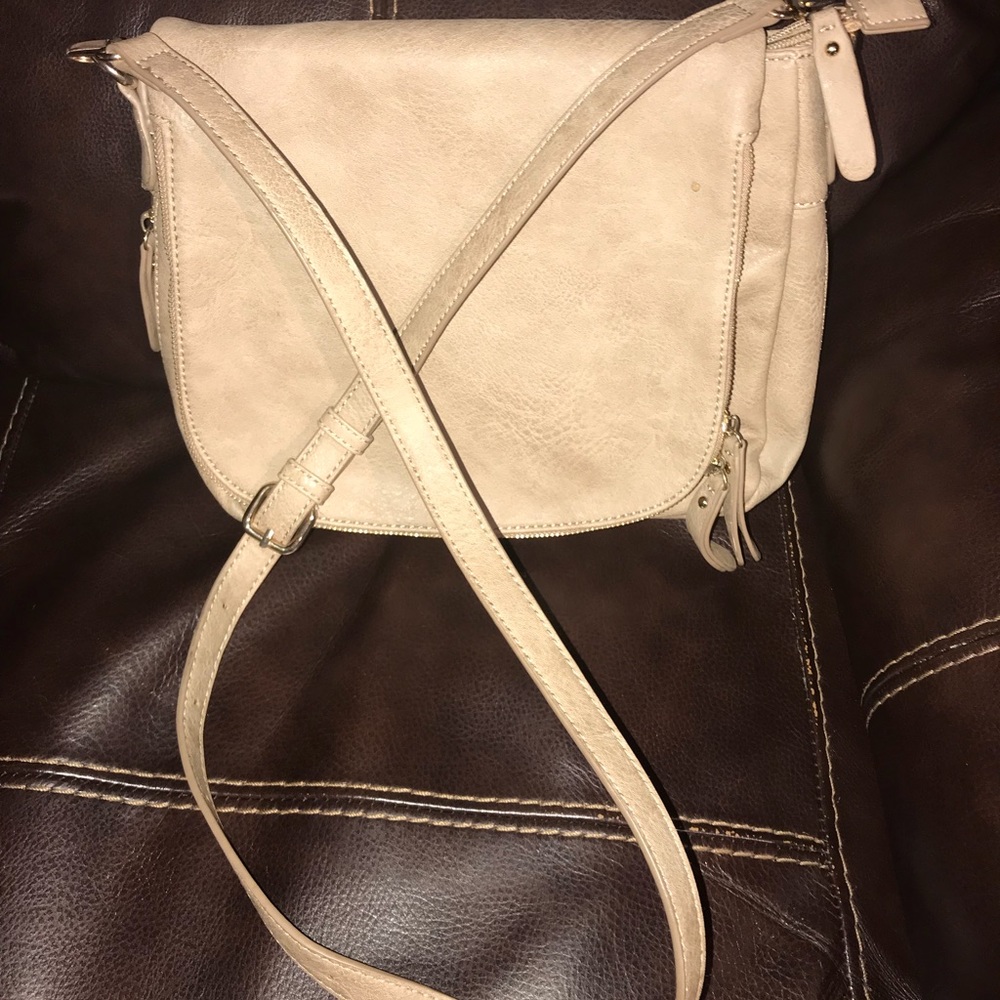 Tan leather cross body purse